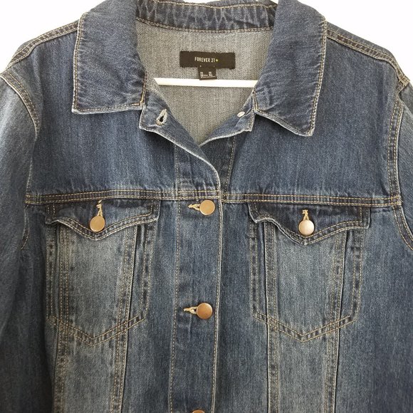 Forever 21 2x Denim Jean Jacket With Frayed Hem - Picture 7 of 13